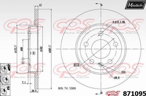 Maxtech 871095.6880 - Гальмівний диск autocars.com.ua