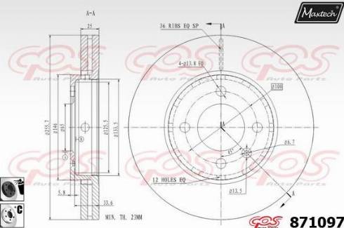 Maxtech 871097.6060 - Гальмівний диск autocars.com.ua