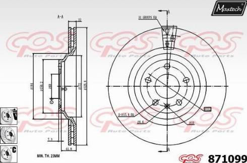 Maxtech 871099.6880 - Гальмівний диск autocars.com.ua