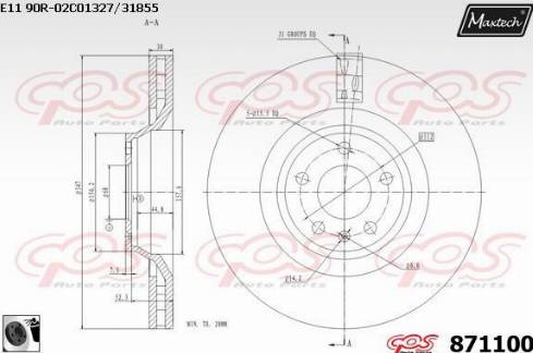 Maxtech 871100.0060 - Гальмівний диск autocars.com.ua