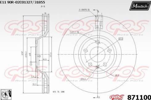 Maxtech 871100.0080 - Гальмівний диск autocars.com.ua