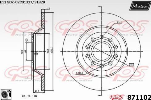 Maxtech 871102.0060 - Гальмівний диск autocars.com.ua