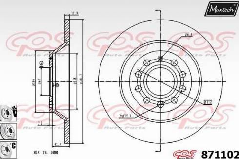 Maxtech 871102.6880 - Гальмівний диск autocars.com.ua