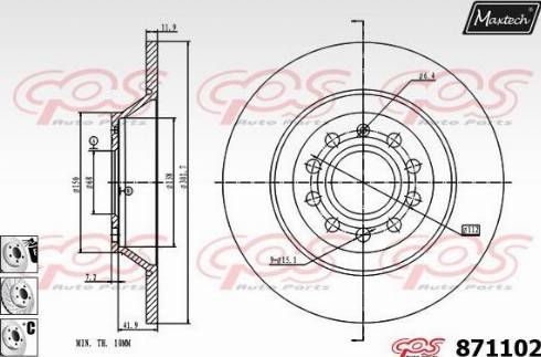 Maxtech 871102.6980 - Гальмівний диск autocars.com.ua