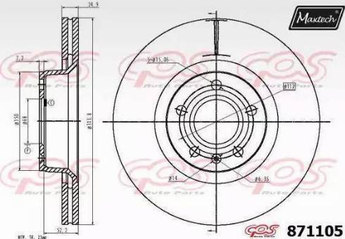 Maxtech 871105.6060 - Гальмівний диск autocars.com.ua