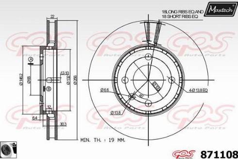 Maxtech 871108.0060 - Гальмівний диск autocars.com.ua