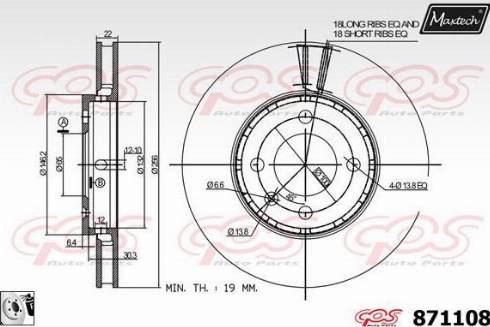 Maxtech 871108.0080 - Гальмівний диск autocars.com.ua