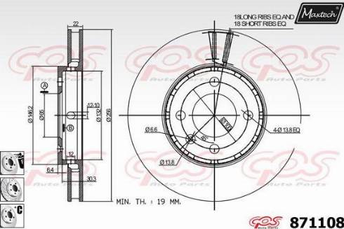 Maxtech 871108.6880 - Гальмівний диск autocars.com.ua