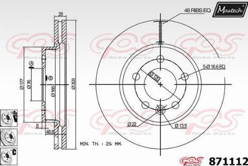 Maxtech 871112.6980 - Гальмівний диск autocars.com.ua