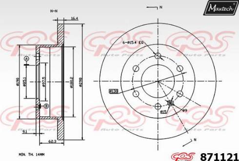 Maxtech 871121.0000 - Гальмівний диск autocars.com.ua