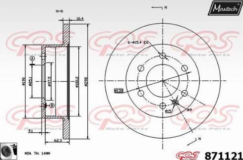 Maxtech 871121.0060 - Гальмівний диск autocars.com.ua