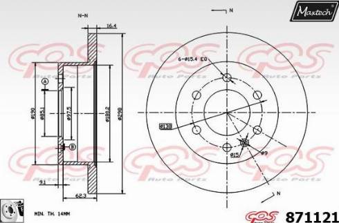 Maxtech 871121.0080 - Гальмівний диск autocars.com.ua