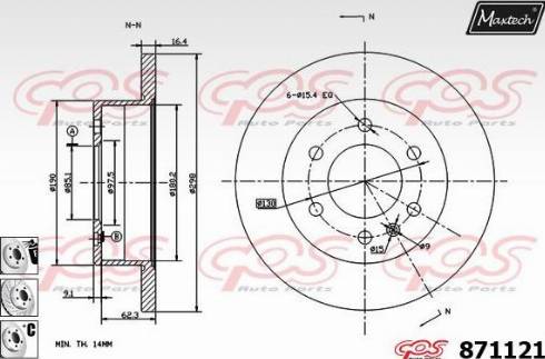 Maxtech 871121.6880 - Гальмівний диск autocars.com.ua