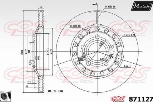 Maxtech 871127.0060 - Гальмівний диск autocars.com.ua