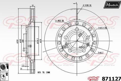 Maxtech 871127.6060 - Гальмівний диск autocars.com.ua