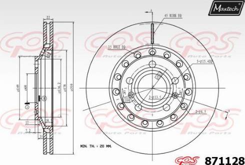 Maxtech 871128.0000 - Гальмівний диск autocars.com.ua