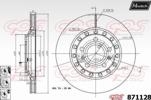 Maxtech 871128.6880 - Гальмівний диск autocars.com.ua