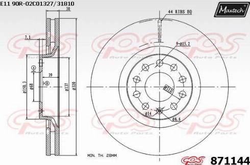 Maxtech 871144.0000 - Гальмівний диск autocars.com.ua