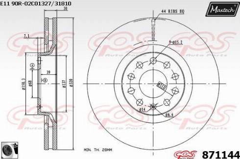 Maxtech 871144.0060 - Гальмівний диск autocars.com.ua