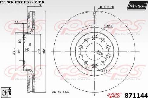 Maxtech 871144.0080 - Гальмівний диск autocars.com.ua