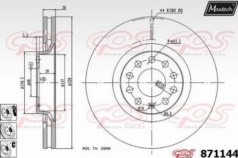 Maxtech 871144.6980 - Гальмівний диск autocars.com.ua