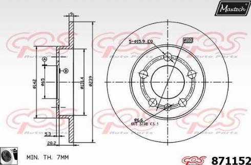 Maxtech 871152.0060 - Гальмівний диск autocars.com.ua