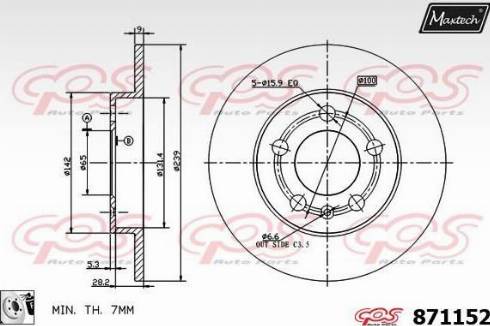 Maxtech 871152.0080 - Гальмівний диск autocars.com.ua