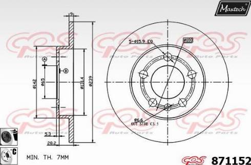 Maxtech 871152.6060 - Гальмівний диск autocars.com.ua