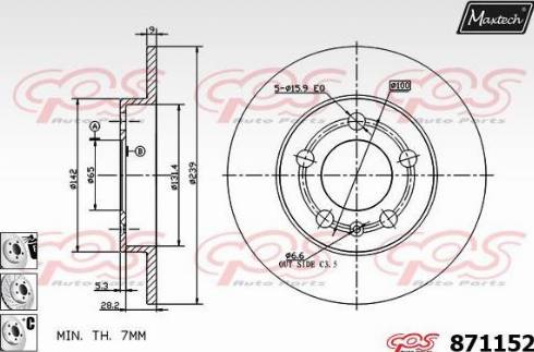 Maxtech 871152.6880 - Гальмівний диск autocars.com.ua