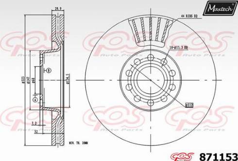 Maxtech 871153.0000 - Гальмівний диск autocars.com.ua