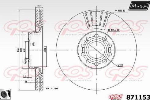 Maxtech 871153.0060 - Гальмівний диск autocars.com.ua