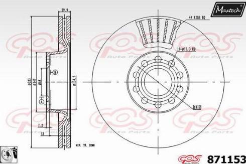 Maxtech 871153.0080 - Гальмівний диск autocars.com.ua