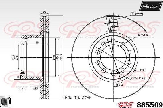 Maxtech 871156 - Гальмівний диск autocars.com.ua