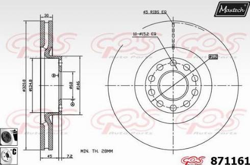 Maxtech 871161.6060 - Гальмівний диск autocars.com.ua