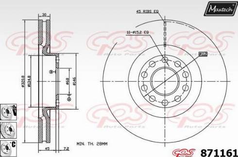 Maxtech 871161.6880 - Гальмівний диск autocars.com.ua