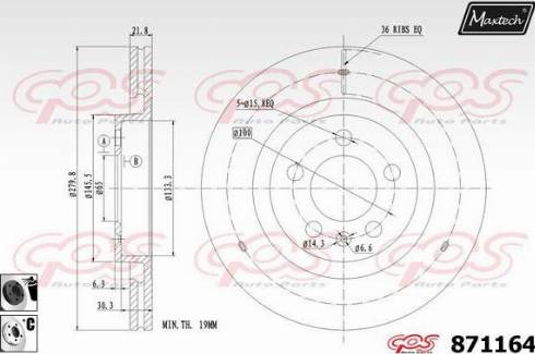 Maxtech 871164.6060 - Гальмівний диск autocars.com.ua