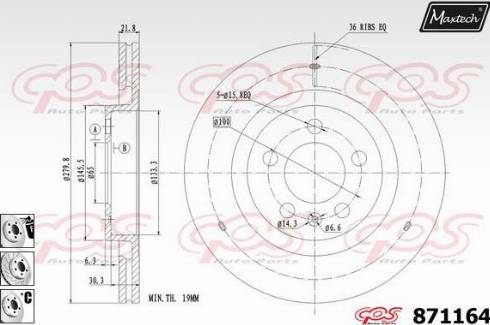 Maxtech 871164.6880 - Гальмівний диск autocars.com.ua