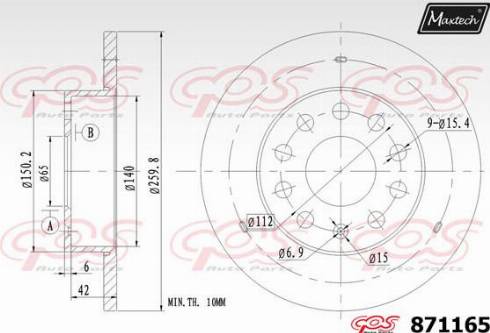 Maxtech 871165.0000 - Гальмівний диск autocars.com.ua