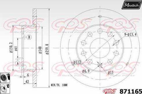 Maxtech 871165.6060 - Гальмівний диск autocars.com.ua