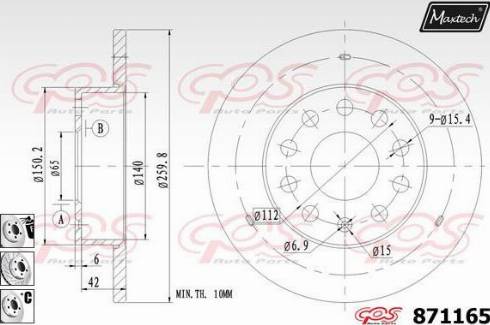 Maxtech 871165.6880 - Гальмівний диск autocars.com.ua