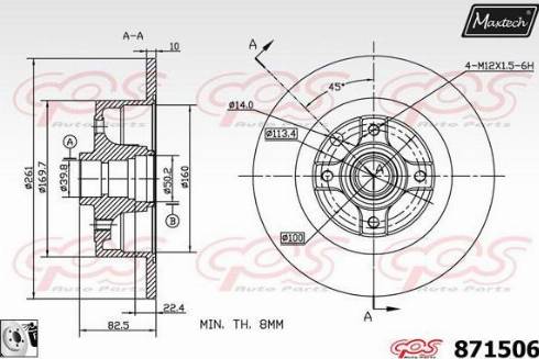 Maxtech 871506.0080 - Гальмівний диск autocars.com.ua