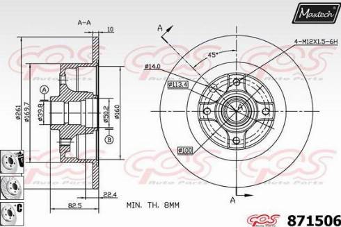 Maxtech 871506.6980 - Гальмівний диск autocars.com.ua