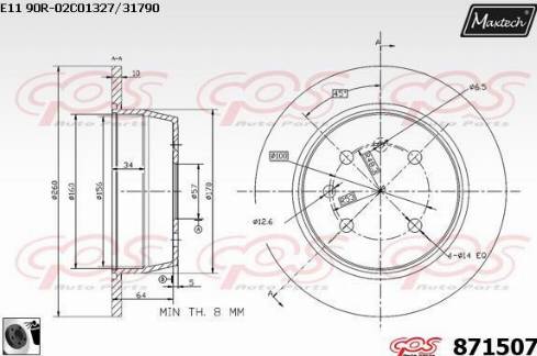 Maxtech 871507.0060 - Гальмівний диск autocars.com.ua