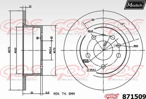 Maxtech 871509.0000 - Гальмівний диск autocars.com.ua