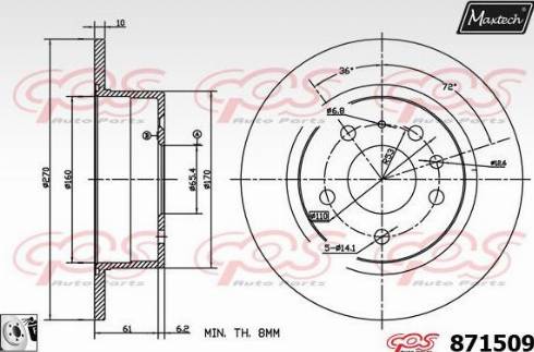 Maxtech 871509.0080 - Гальмівний диск autocars.com.ua