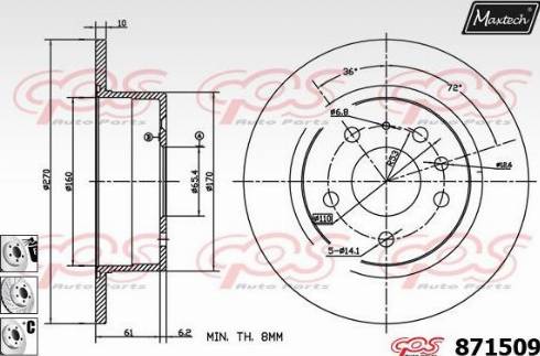 Maxtech 871509.6880 - Гальмівний диск autocars.com.ua