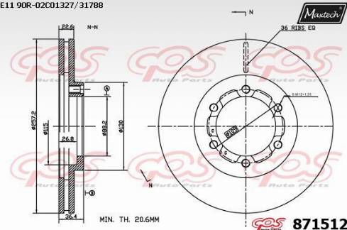 Maxtech 871512.0000 - Гальмівний диск autocars.com.ua