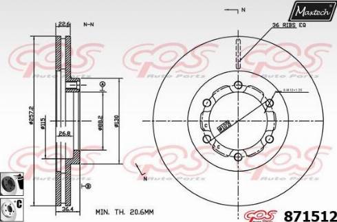 Maxtech 871512.6060 - Гальмівний диск autocars.com.ua