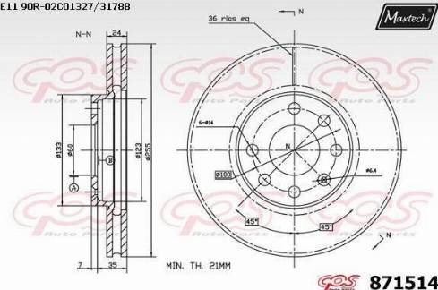 Maxtech 871514.0000 - Гальмівний диск autocars.com.ua