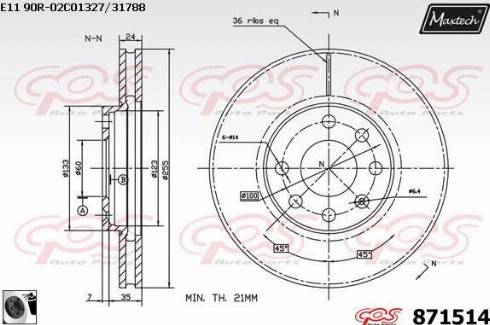 Maxtech 871514.0060 - Гальмівний диск autocars.com.ua